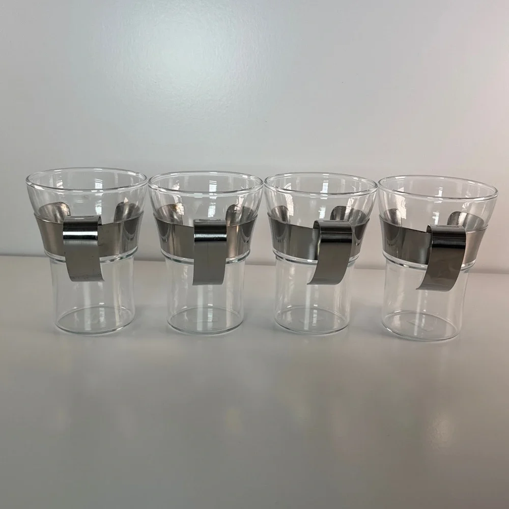 Bodum ASSAM Coffee Glass Set (Metal Handle, 12 oz) - Pack of 4